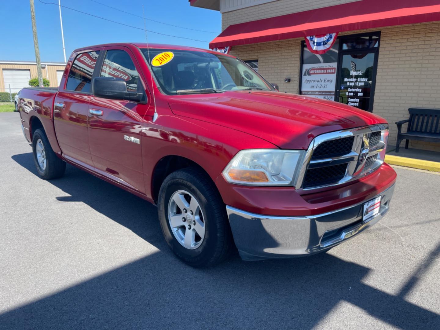 2010 Maroon Dodge Ram 1500 Crew Cab (1D7RB1CP8AS) with an V8, Flex Fuel, 4.7 Liter engine, Automatic, 5-Spd w/Overdrive transmission, located at 8008 Warden Rd, Sherwood, AR, 72120, (501) 801-6100, 34.830078, -92.186684 - Photo#0