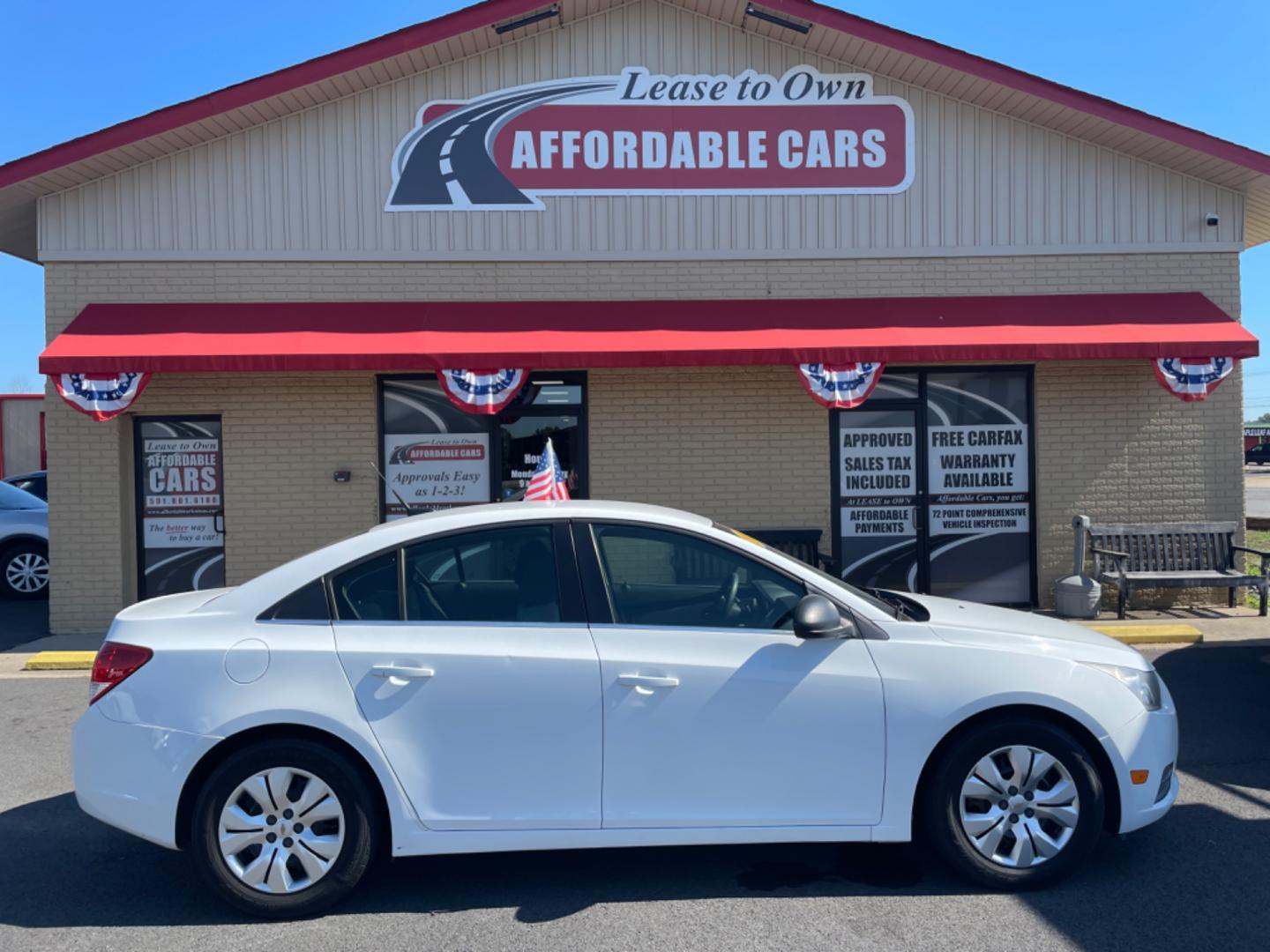 2012 White Chevrolet Cruze (1G1PC5SH8C7) with an 4-Cyl, 1.8 Liter engine, Automatic, 6-Spd w/Overdrive transmission, located at 8008 Warden Rd, Sherwood, AR, 72120, (501) 801-6100, 34.830078, -92.186684 - Photo#0