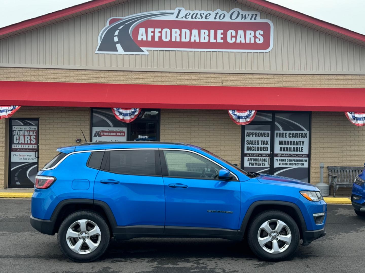 2018 Blue Jeep Compass (3C4NJDBB3JT) with an 4-Cyl, MultiAir, PZEV, 2.4 Liter engine, Automatic, 9-Spd transmission, located at 8008 Warden Rd, Sherwood, AR, 72120, (501) 801-6100, 34.830078, -92.186684 - Photo#0